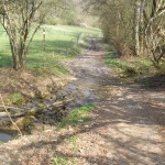 Panorama, wo Mensch (Weg) und Natur (Bach) sich begegnen