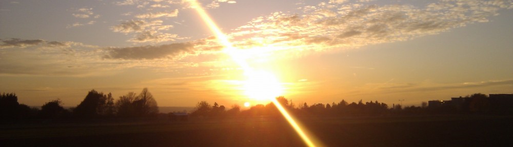 Blick in Richtung Mainz: Sonnenuntergang