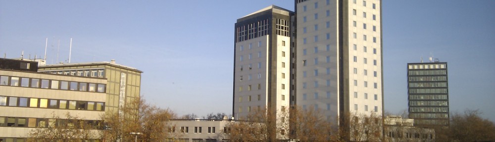 Die Twin Towers des Park Inn im Sonnenaufgang