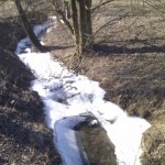 Die Kälte hat den Bachlauf zugefroren.