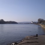 Blick zur Schiersteiner Brücke. Links die Rettbergsaue.